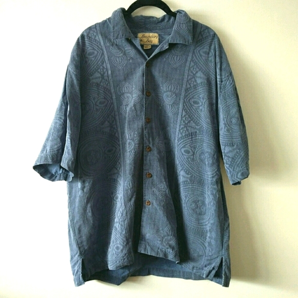 Boundary Bay 100% Silk Oversized Button Up Short Sleeve Shirt - Picture 2 of 14